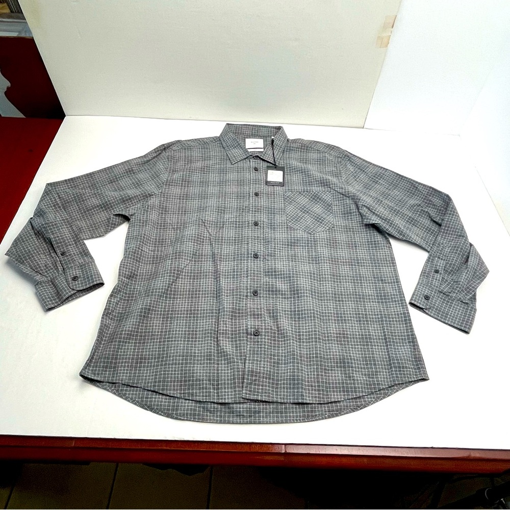Billy Reid Tuscumbia Shirt Standard Fit Mens‎ Size XXL Grey Gray White Plaid NEW